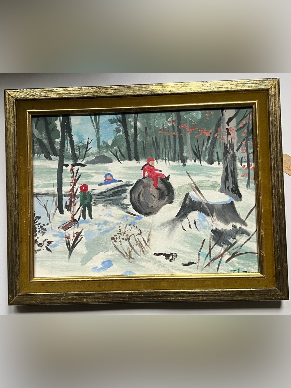 Hand painted vintage picture in acrylics artist signed on back